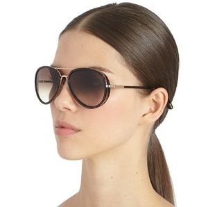 TOM FORDTortoise Shell Frame Miles Aviator Sunglas